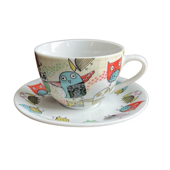 CREATIVE TOPS Cup and Saucer OWLS Coffee Tea Set SO Cute! Porcelain 200ml - Picture 3 of 11